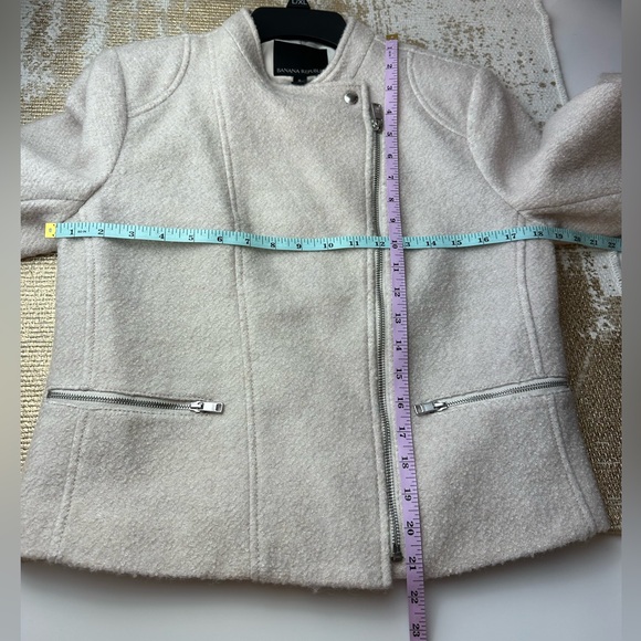 BANANA REPUBLIC Cream Color Wool Moto Jacket | Size Small - Picture 11 of 11